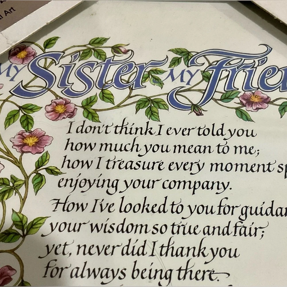 “Sister My Friend” framed wall hanging